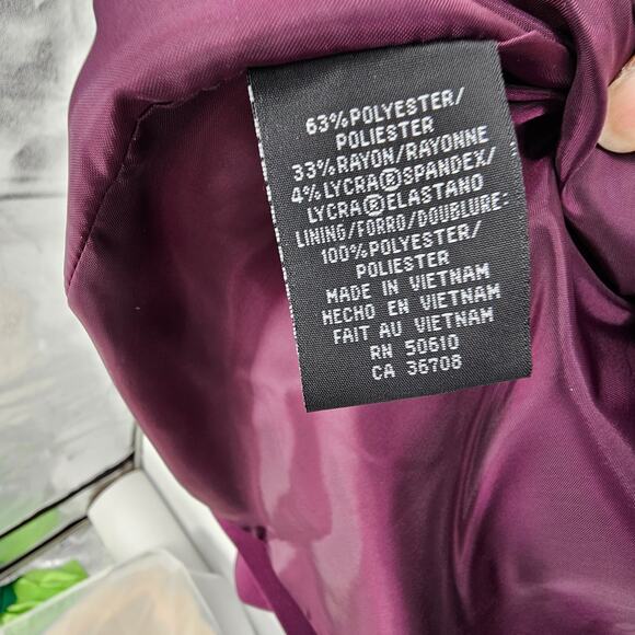 VTG  Kasper Plum Purple Button Front Collarless Blazer Jacket 14 Old Money - Picture 7 of 8